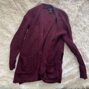 size s maroon cardigan by the brand hooked up